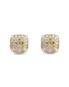 0.95 Cts Multi Color Diamond Earring in 14K Two Tone