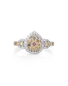 0.49 Cts Multi-Color Diamond and White Diamond Ring in 14K Two Tone