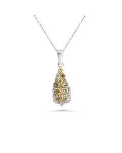 0.78 Cts Multi Color Diamond and White Diamond Pendant in 14K Two Tone