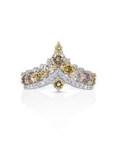 1.05 Cts Multi Color Diamond and White Diamond Ring in 14K Two Tone