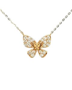 Zoey Blush 14K Yellow Gold Butterfly Diamond Necklace for Women, 18 inches