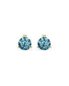 1.00 DEW Blue Moissanite Earring in 14K Yellow Gold