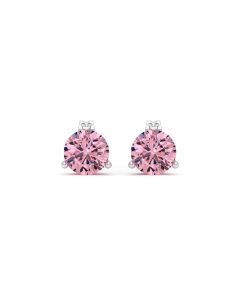 1.00 DEW Pink Moissanite Earring in 925 Platinum Plated
