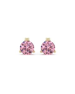 1.00 DEW Pink Moissanite Earring in 14K Yellow Gold
