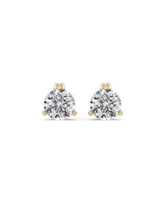1.00 DEW White Moissanite Earring in 14K Yellow Gold