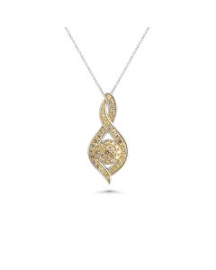 0.49 Cts Multi Color Diamond Pendant in 14K Two Tone
