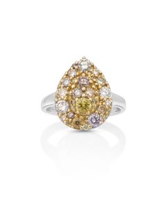 1.65 Cts Multi Color Diamond Ring in 14K Two Tone