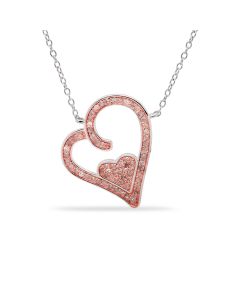0.44 Cts Pink Diamond Necklace in 925 Two Tone