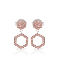 0.52 Cts Pink Diamond Earring in 925 Two Tone