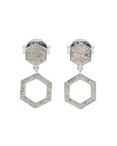 0.58 Cts White Diamond Earring in White Rhodium Plated 925 Sterling Silver