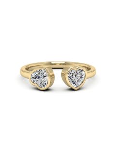 1.00 DEW Heart Shape White Moissanite Ring in 14K Yellow Gold