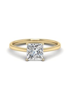 2.00 DEW Princess Cut White Moissanite Solitaire Ring in 14K Gold