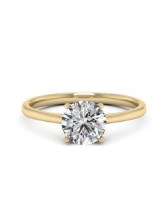 2.00 DEW Round White Moissanite Solitaire Ring in 14K Gold