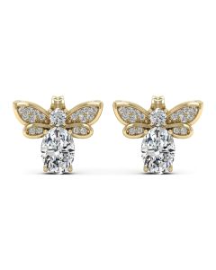 1.67 DEW White Moissanite Earring in 14K Yellow Gold