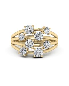 1.80 DEW Round White Moissanite Ring in 14K Yellow Gold