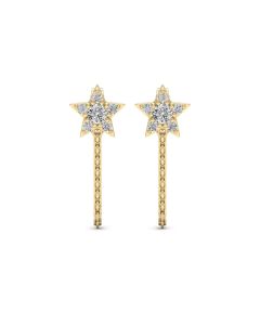 0.35 DEW White Moissanite Earring in 14K Yellow Gold