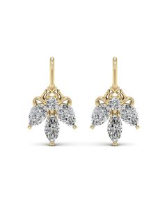2.45 DEW White Moissanite Earring in 14K Yellow Gold