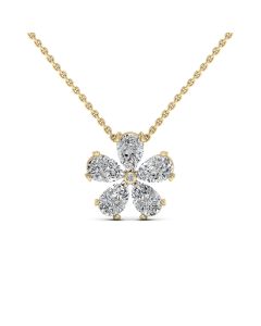 2.50 DEW Pear White Moissanite Pendant in 14K Yellow Gold