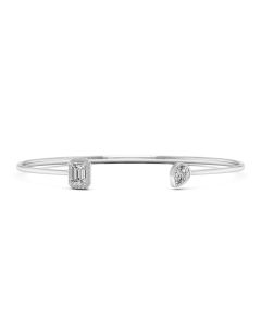 1.80 DEW White Moissanite Bangle in 925 Platinum Plated