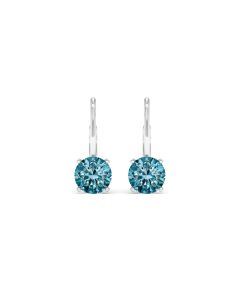 4.00 DEW Blue Moissanite Earring in 14K White Gold