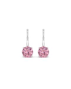 4.00 DEW Pink Moissanite Earring in 14K White Gold
