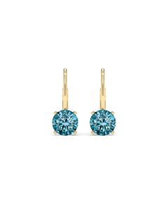 4.00 DEW Blue Moissanite Earring in 14K Yellow Gold