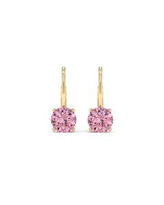 4.00 DEW Pink Moissanite Earring in 14K Yellow Gold