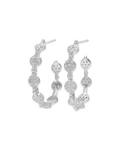 0.81 Cts White Diamond Hoop Earring in Platinum Plated 925 Sterling Silver