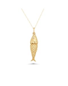 0.01 Cts White Diamond Pendant in 14K Yellow Gold
