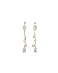 Pearl Beaded Tassel Earring in 18K Yellow Gold