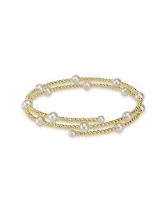 Graceful Elegance: Women's Real Pearl Beaded Bracelet in 18K Yellow Gold