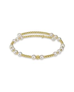 Pearl Beaded Flex Bangle in 18K Yellow Gold