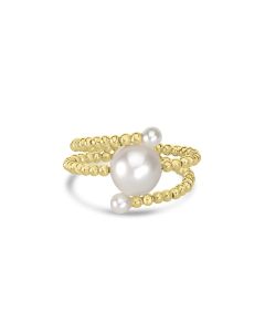 Pearl Bypass Flex Ring in 18K Yellow Gold