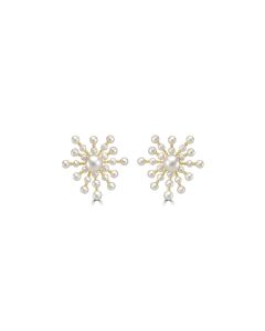 Pearl Beaded Stud Earring in 18K Yellow Gold