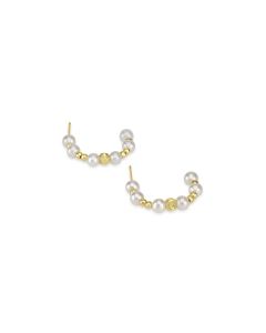 Pearl Beaded Hoop Earring in 18K Yellow Gold