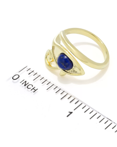 0.89 Cts Lapis Lazuli Egyptian Eye of Horus Ring in 18K Gold Plated 925 Silver