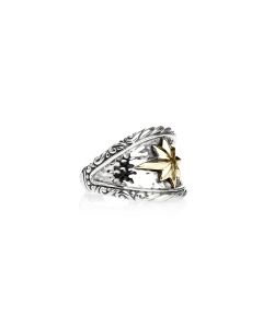 Star Statement Ring in Two Tone 925 Silver